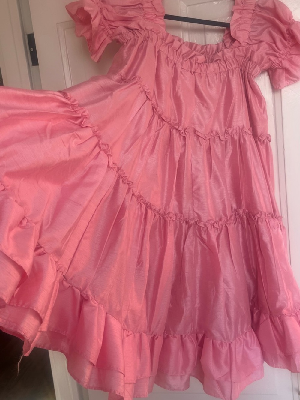 Women's Pink Ruffled Tiered Dress